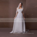 Sightly heart line lace and beads chiffon beach wedding dress